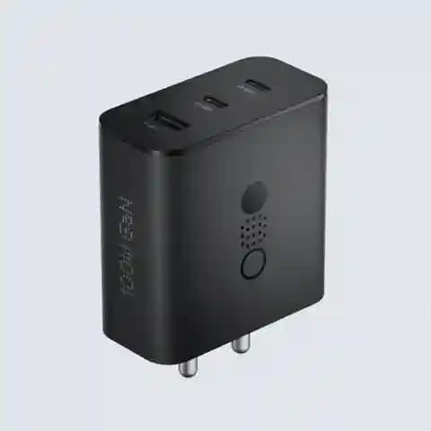 CMF by Nothing 100 W Power GaN 5 A 3 Port Mobile Charger with Detachable Cable (Dark Grey, Cable Included)
