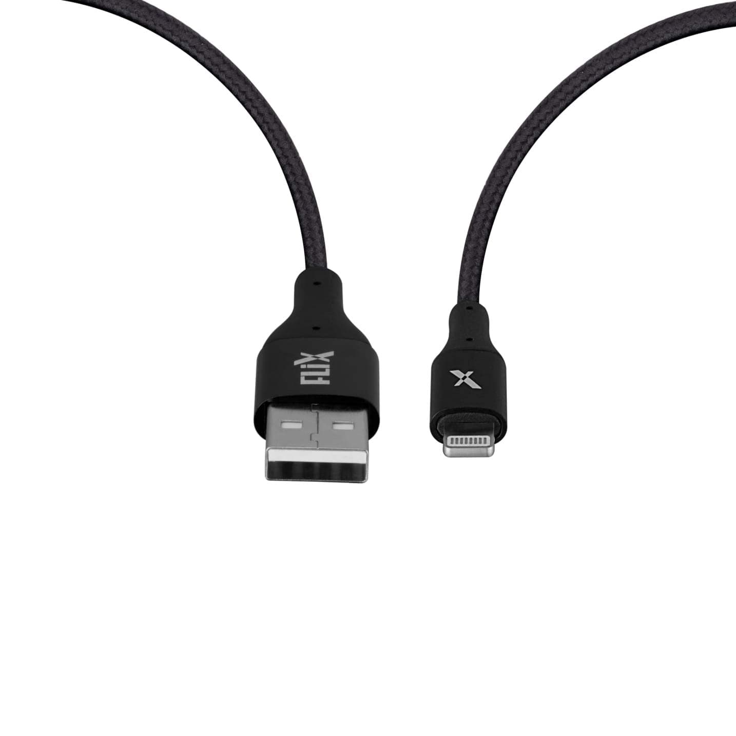FLiX (Beetel) USB to Lightning Nylon Braided Data Sync & 2A Fast Charging Cable, Made in India, 480Mbps Data Sync, Super strong & Durable Nylon Cable, Total