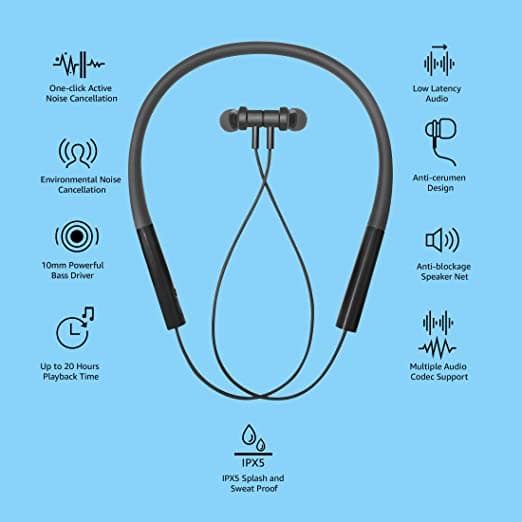 Mi Neckband Pro Bluetooth Wireless In Ear Earphones With Mic ,Powerful Bass, Ipx5, Up To 20Hrs Playback, Anc & Enc (Black)