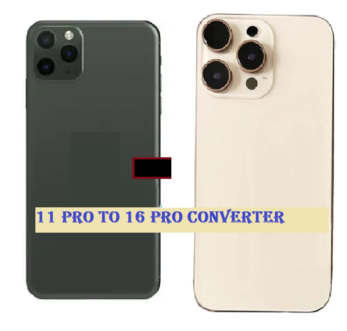 Converter Back Panel Housing Body for Apple iPhone 11 Pro Convert to Apple iPhone 16 Pro Gold