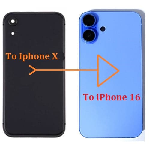 Convertor Back Panel Housing Body for Apple iPhone X Convert to Apple iPhone 16