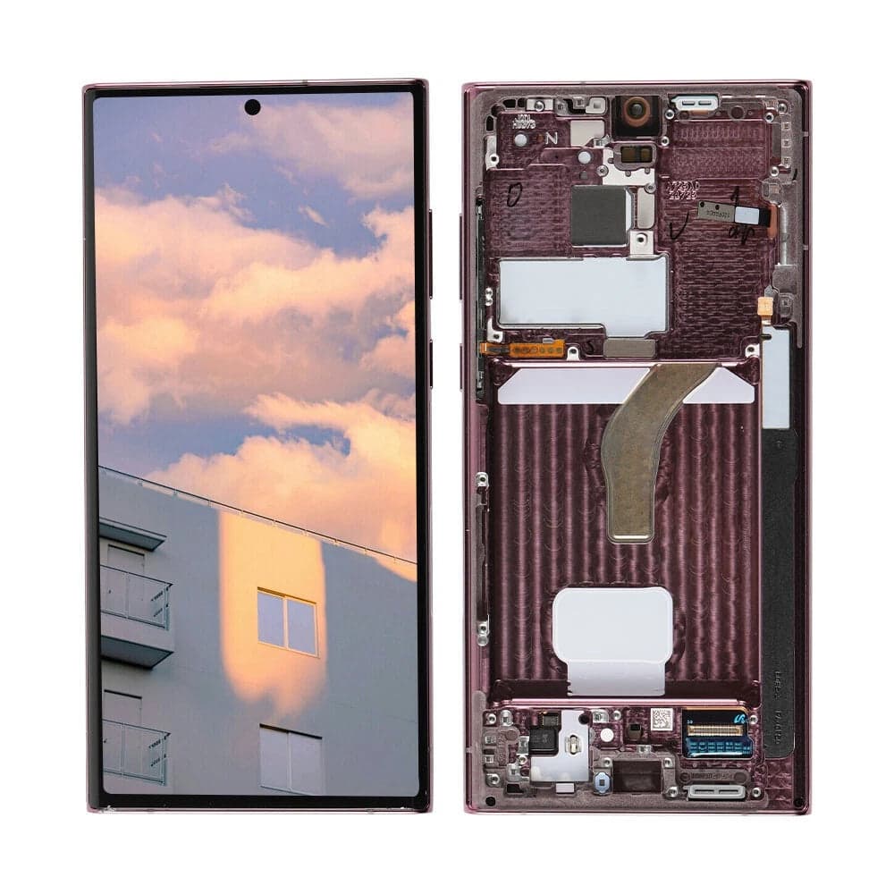 Lcd Display Combo Folder with Frame for Samsung Galaxy S22 Ultra Burgundy